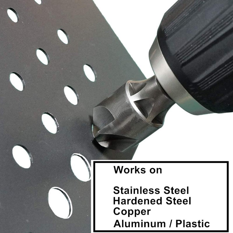 Conquer Tools 5 Flute Metal Countersink Drill Bit, 87 Degree for 1/4'' Hex Shank Fit 5/32~29/32-inch(4~23mm) Beveling Chamfer Tool Holes Shaping Trimming, Inner/Pipe Reamer - Image 4